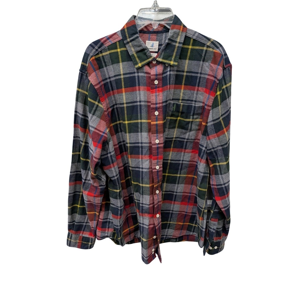 Johnnie-O Men's Hangin Out Plaid Flannel Button Down Shirt Cotton- XL